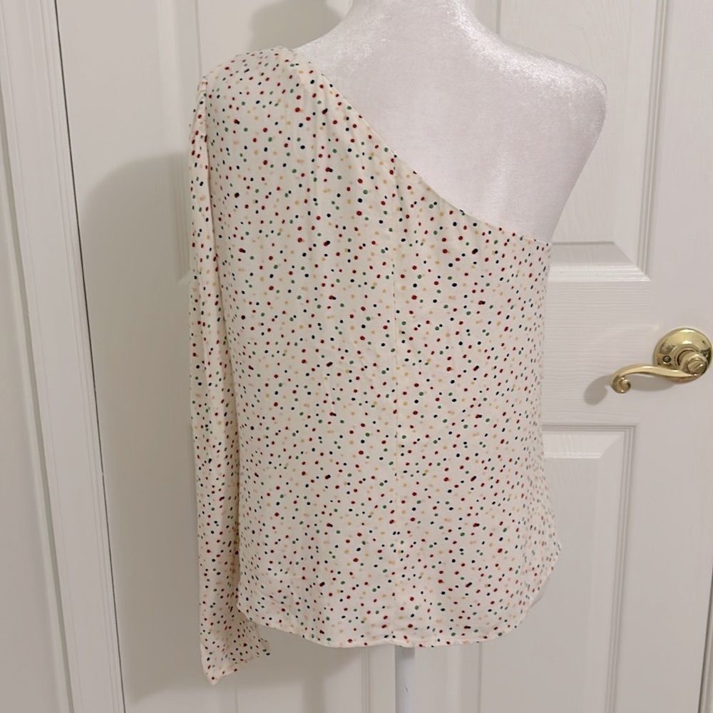 Reformation Francine One Sleeve Shoulder Top Birthday Polka Dot Size Small - Picture 12 of 16